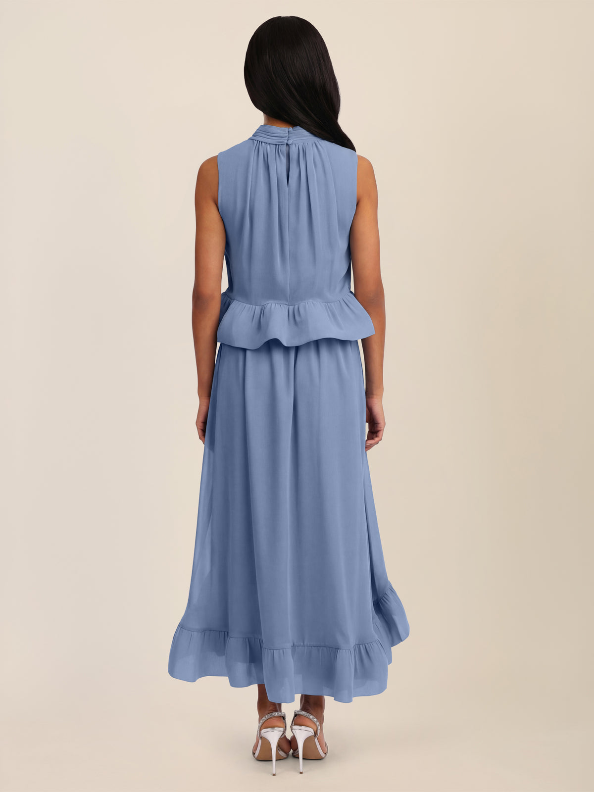 APART Ärmellose Bluse mit Rüschen-Saum | rauchblau