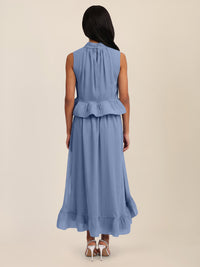 APART Ärmellose Bluse mit Rüschen-Saum | rauchblau