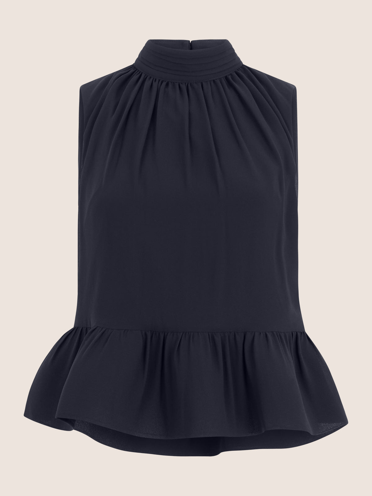 APART Ärmellose Bluse mit Rüschen-Saum | nachtblau