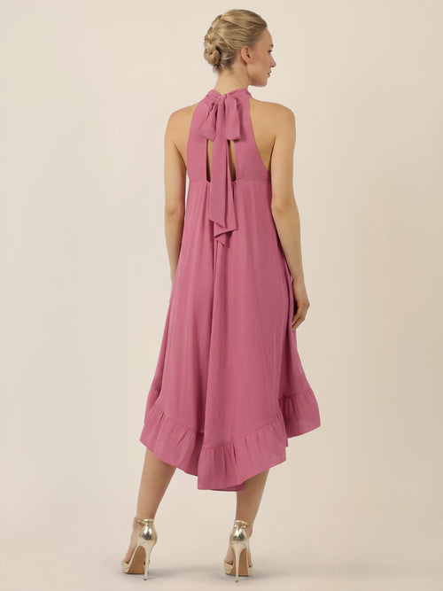APART Halterneck-Kleid mit Volantsaum | rosé image 1