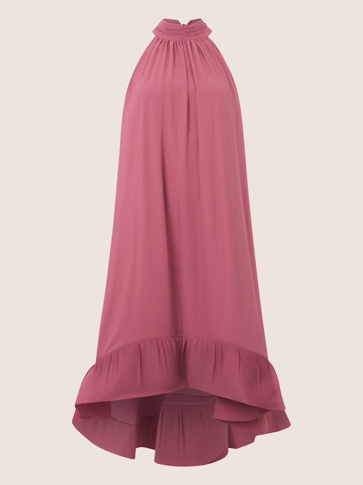 APART Halterneck-Kleid mit Volantsaum | rosé