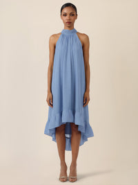 APART Halterneck-Kleid mit Volantsaum | rauchblau