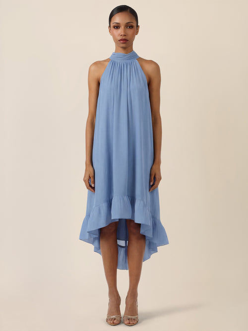 APART Halterneck-Kleid mit Volantsaum | rauchblau image 1