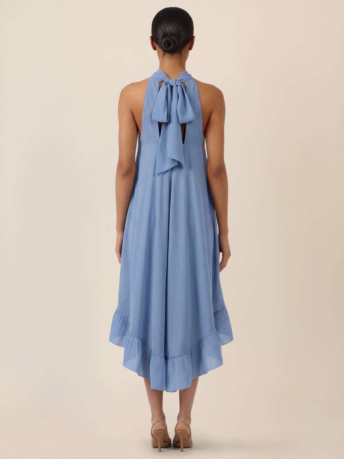 APART Halterneck-Kleid mit Volantsaum | rauchblau