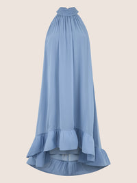 APART Halterneck-Kleid mit Volantsaum | rauchblau