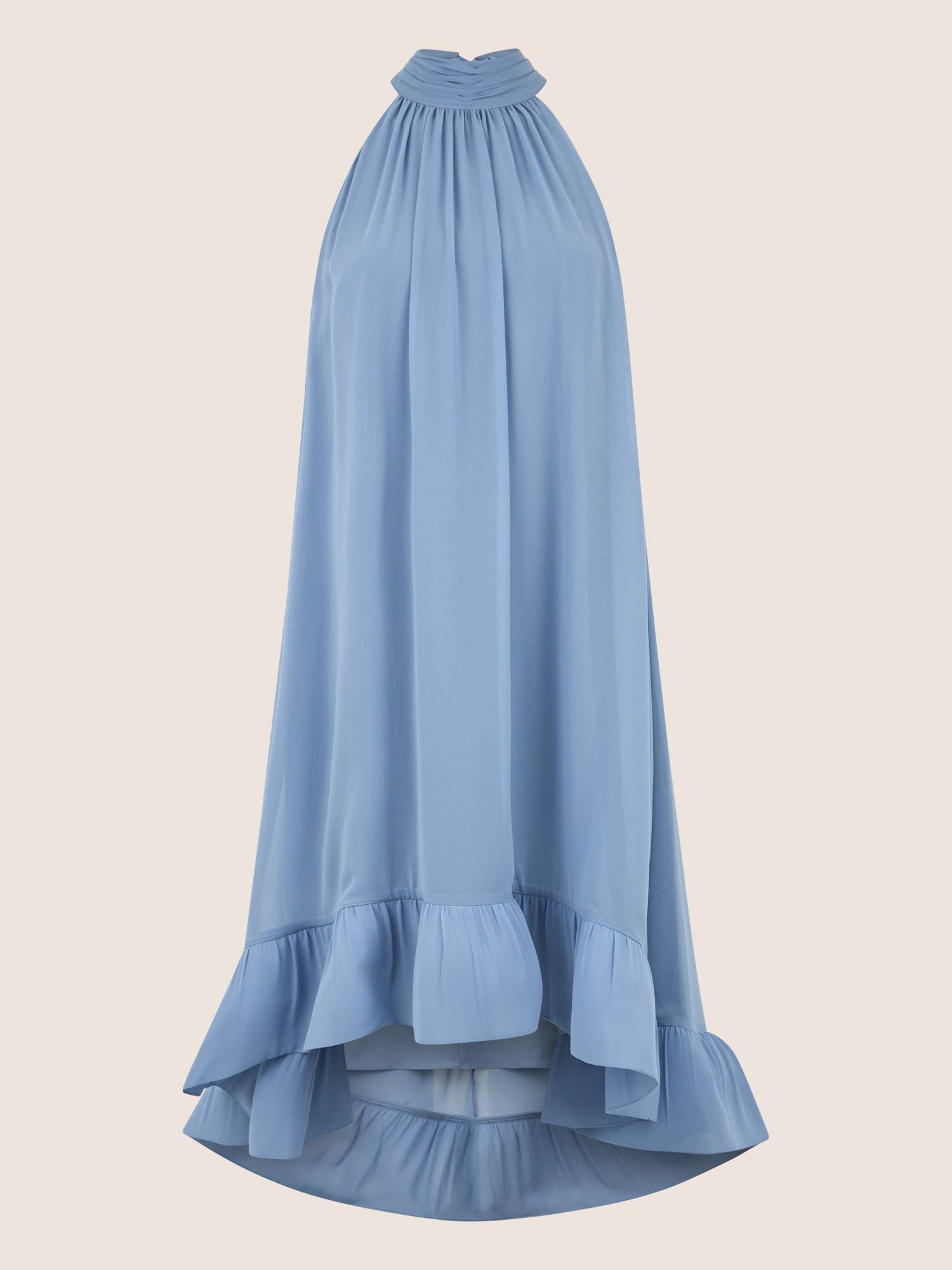 APART Halterneck-Kleid mit Volantsaum | rauchblau