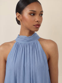 APART Halterneck-Kleid mit Volantsaum | rauchblau