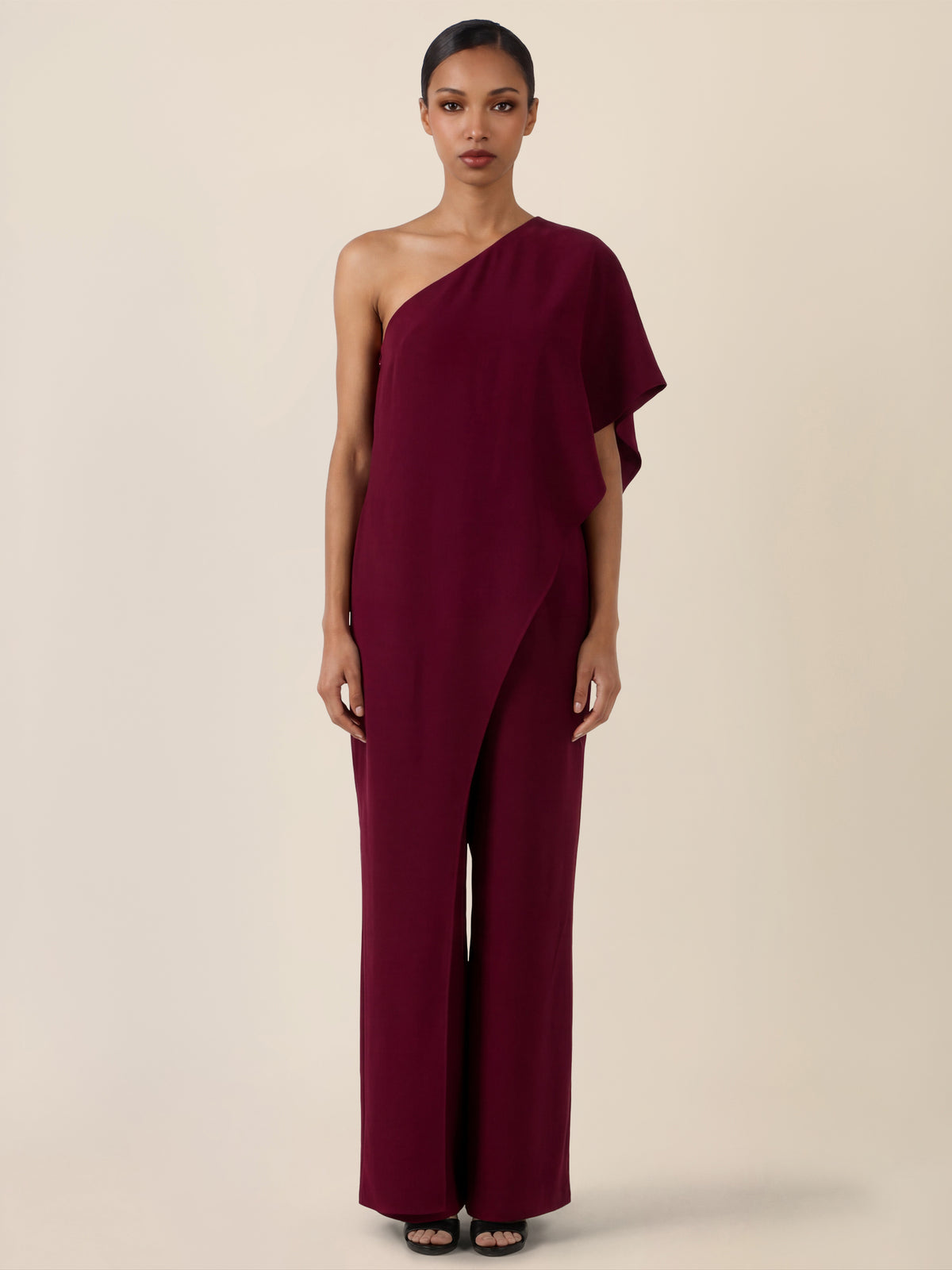 APART Eleganter One-Shoulder-Jumpsuit | weinrot