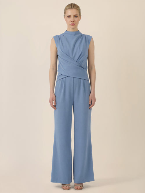 APART Jumpsuit mit Drapierung und weitem Bein | rauchblau image 1
