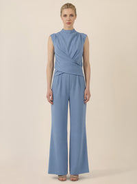 APART Jumpsuit mit Drapierung und weitem Bein | rauchblau