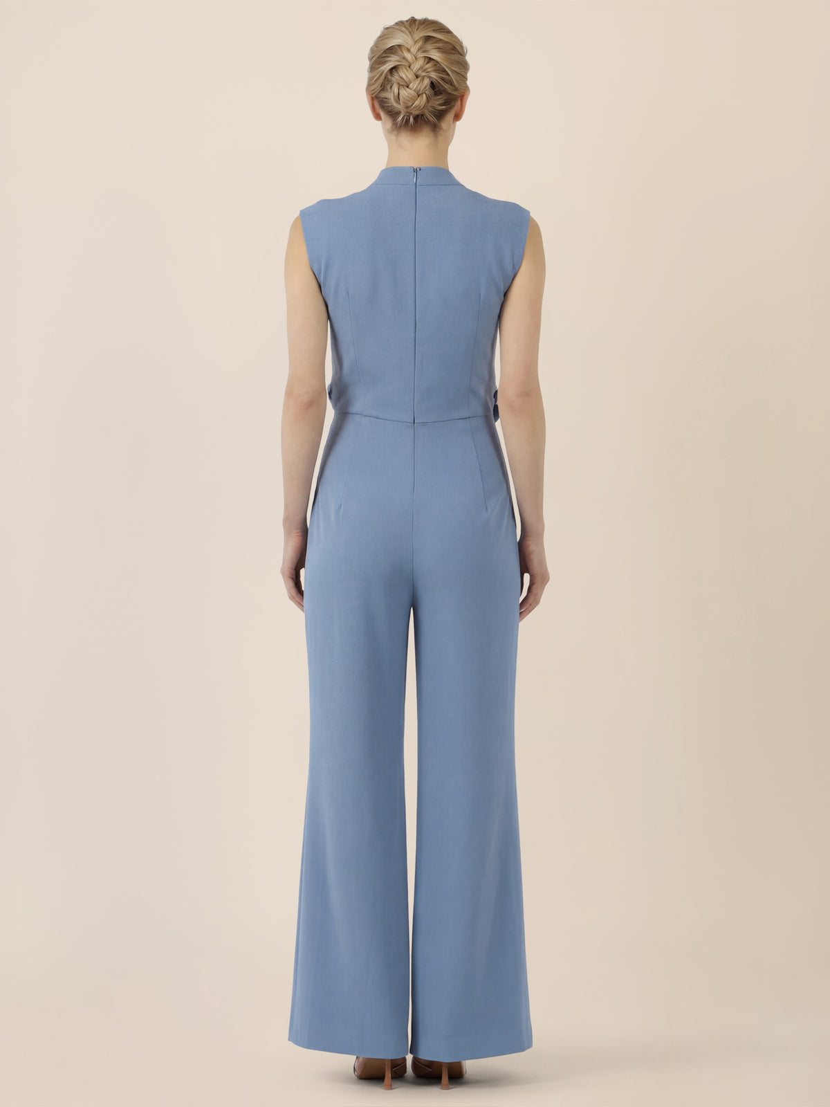 APART Jumpsuit mit Drapierung und weitem Bein | rauchblau