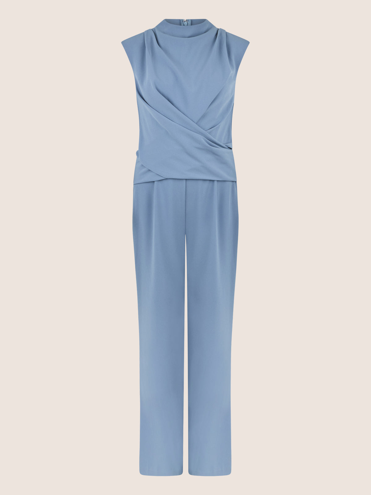 APART Jumpsuit mit Drapierung und weitem Bein | rauchblau