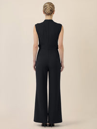 APART Jumpsuit mit Drapierung und weitem Bein | schwarz