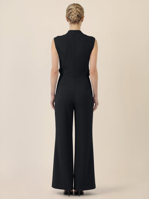 APART Jumpsuit mit Drapierung und weitem Bein | schwarz image 1