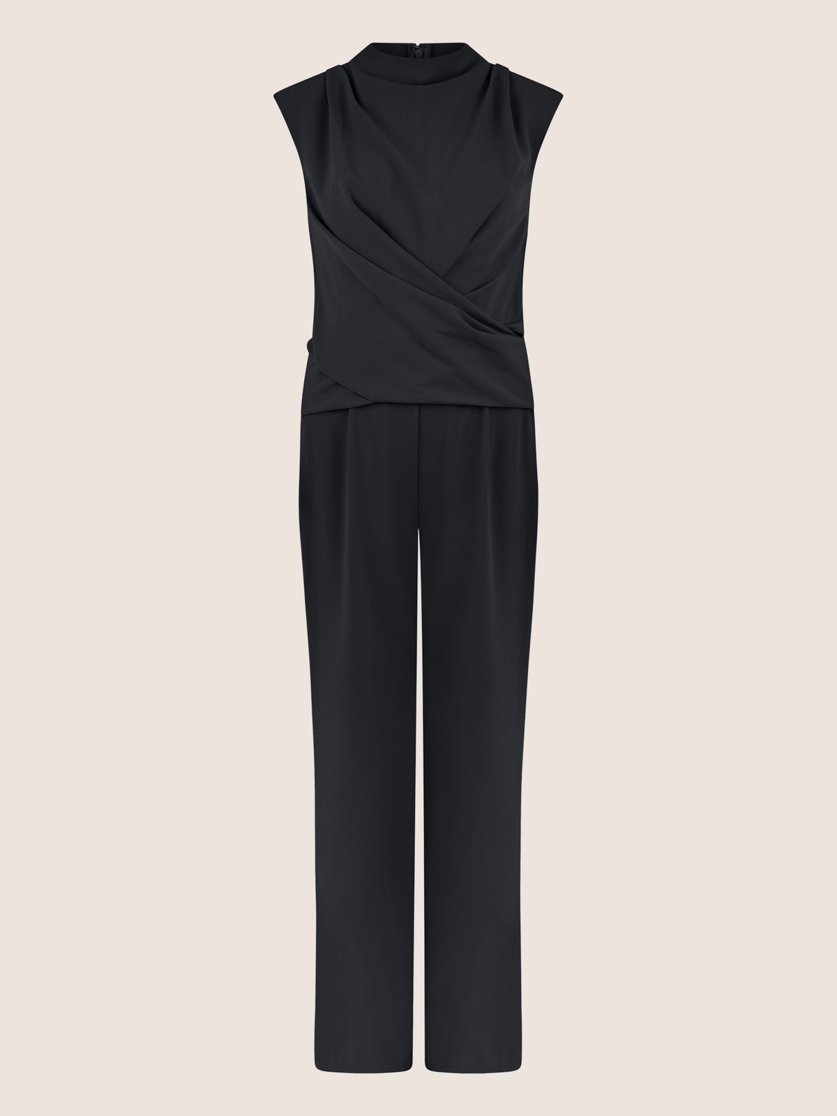 APART Jumpsuit mit Drapierung und weitem Bein | schwarz