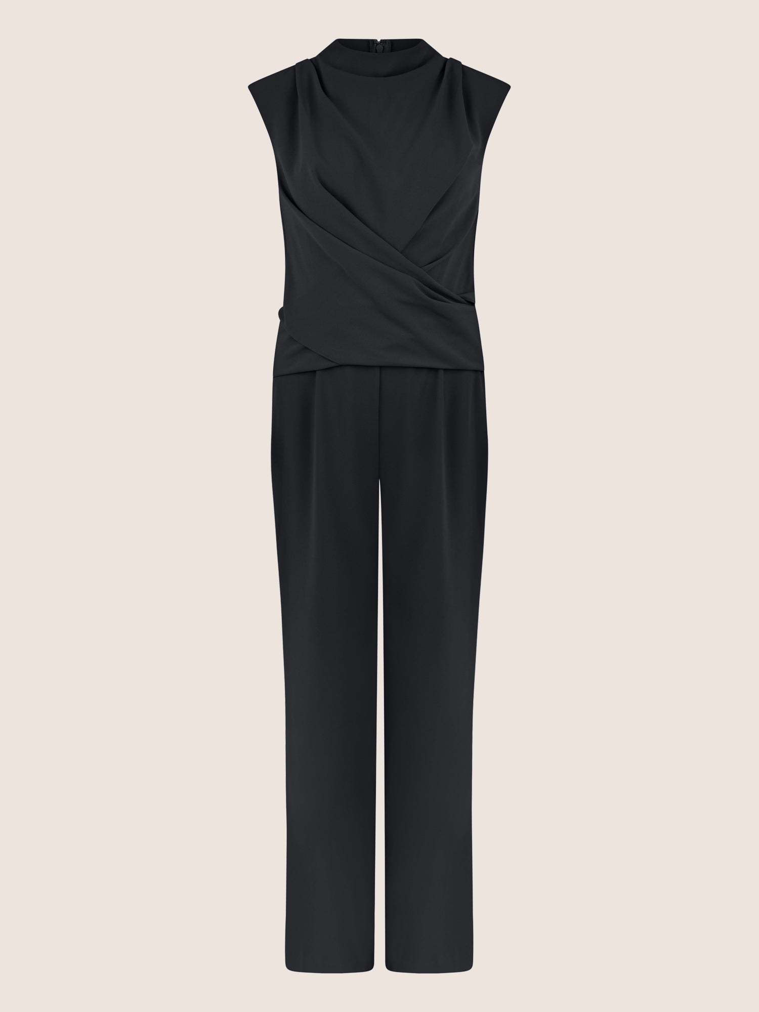 APART Jumpsuit mit Drapierung und weitem Bein | schwarz