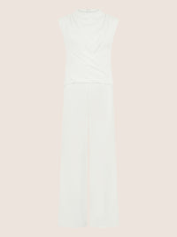 APART Jumpsuit mit Wickeleffekt und weitem Bein | creme