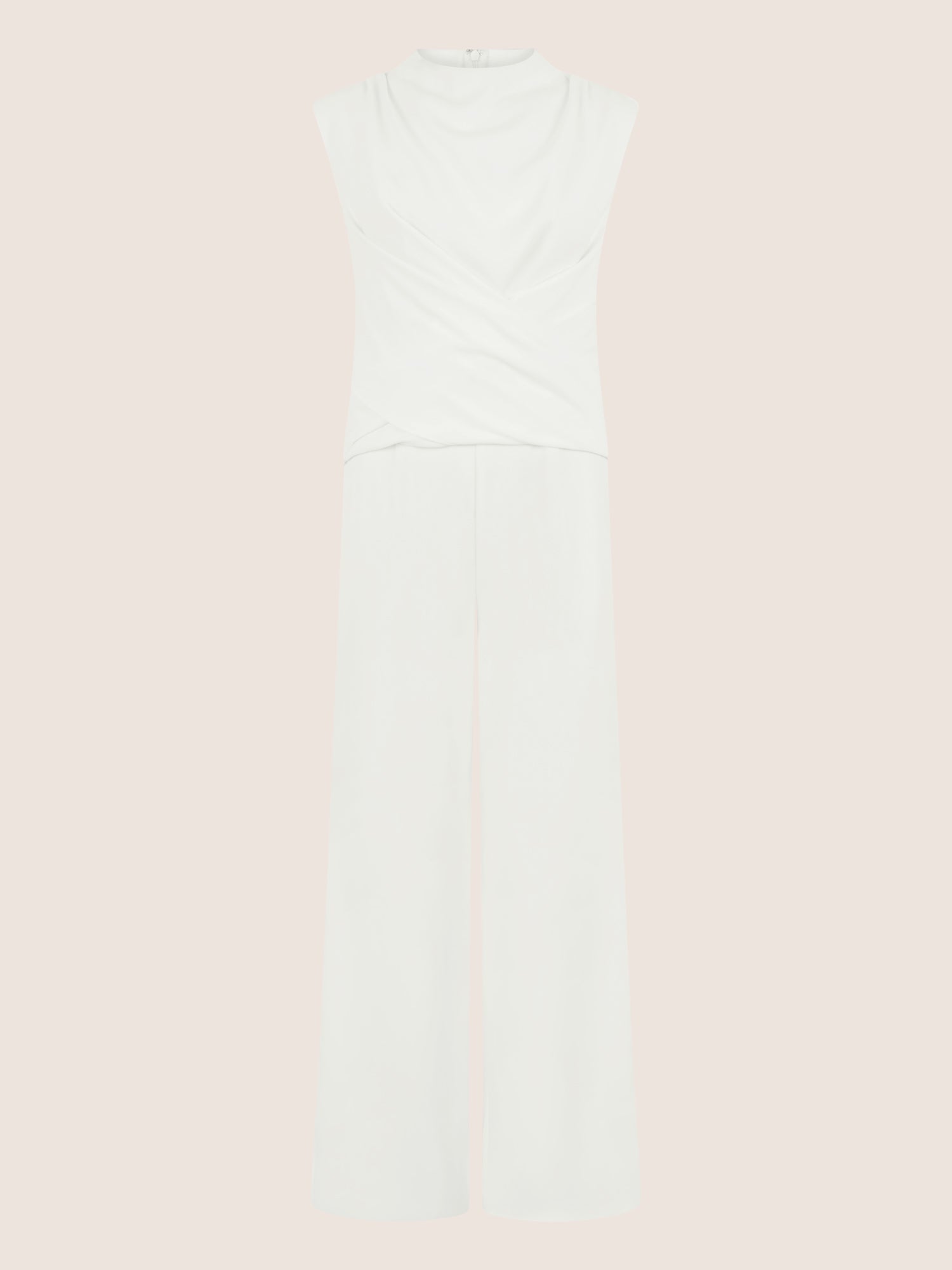 APART Jumpsuit mit Wickeleffekt und weitem Bein | creme