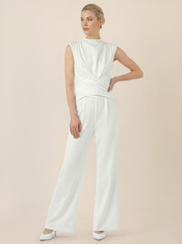 APART Jumpsuit mit Wickeleffekt und weitem Bein | creme