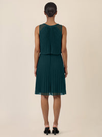 APART Plissiertes Chiffonkleid mit doppellagigem Oberteil | emerald