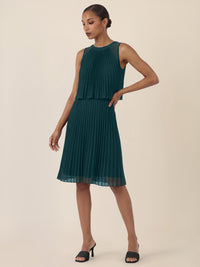 APART Plissiertes Chiffonkleid mit doppellagigem Oberteil | emerald