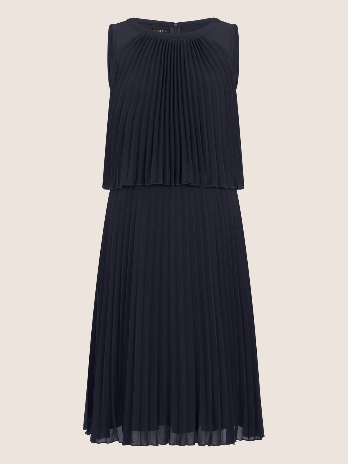 APART Plissiertes Chiffonkleid mit doppellagigem Oberteil | nachtblau