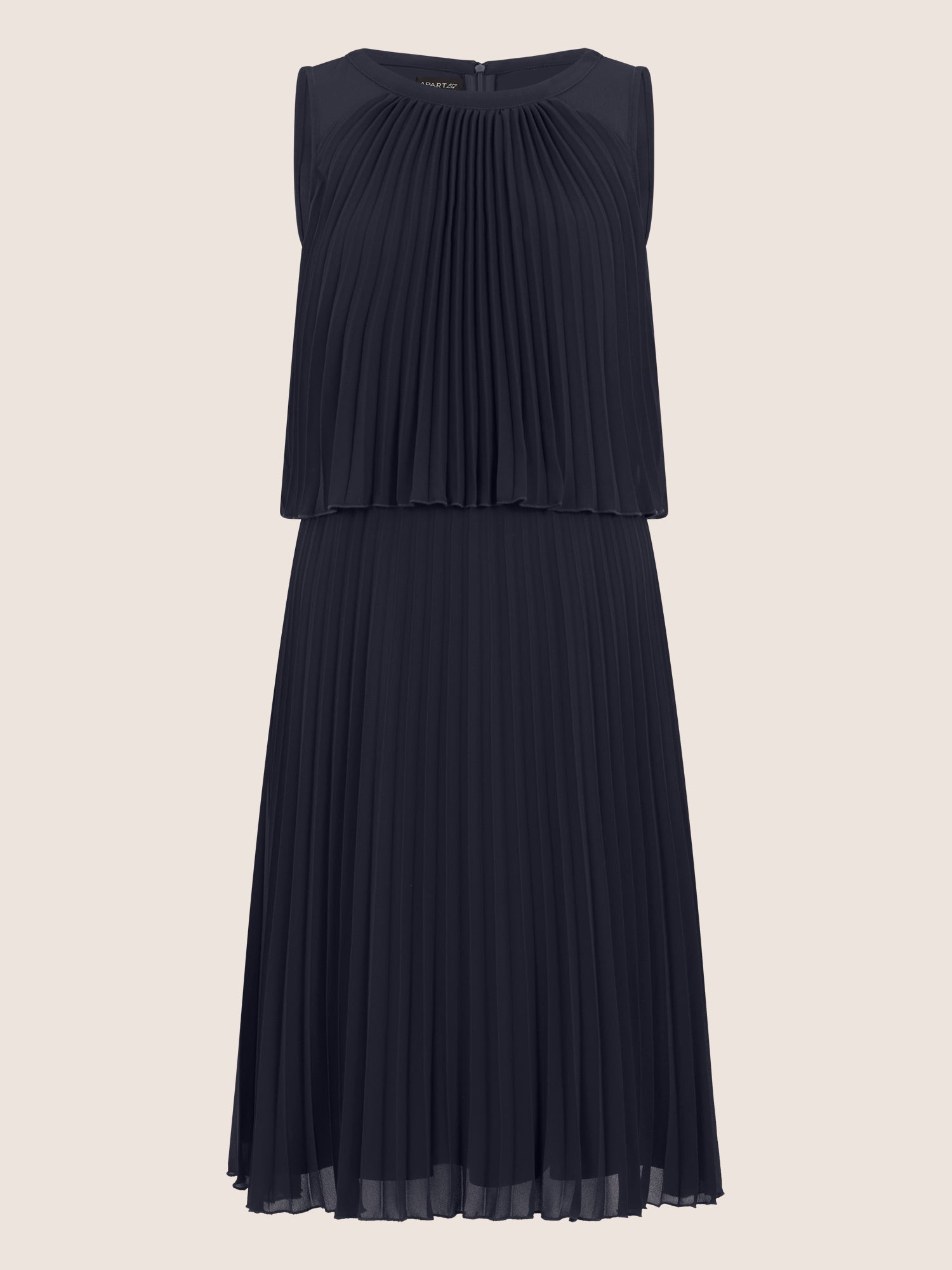 APART Plissiertes Chiffonkleid mit doppellagigem Oberteil | nachtblau