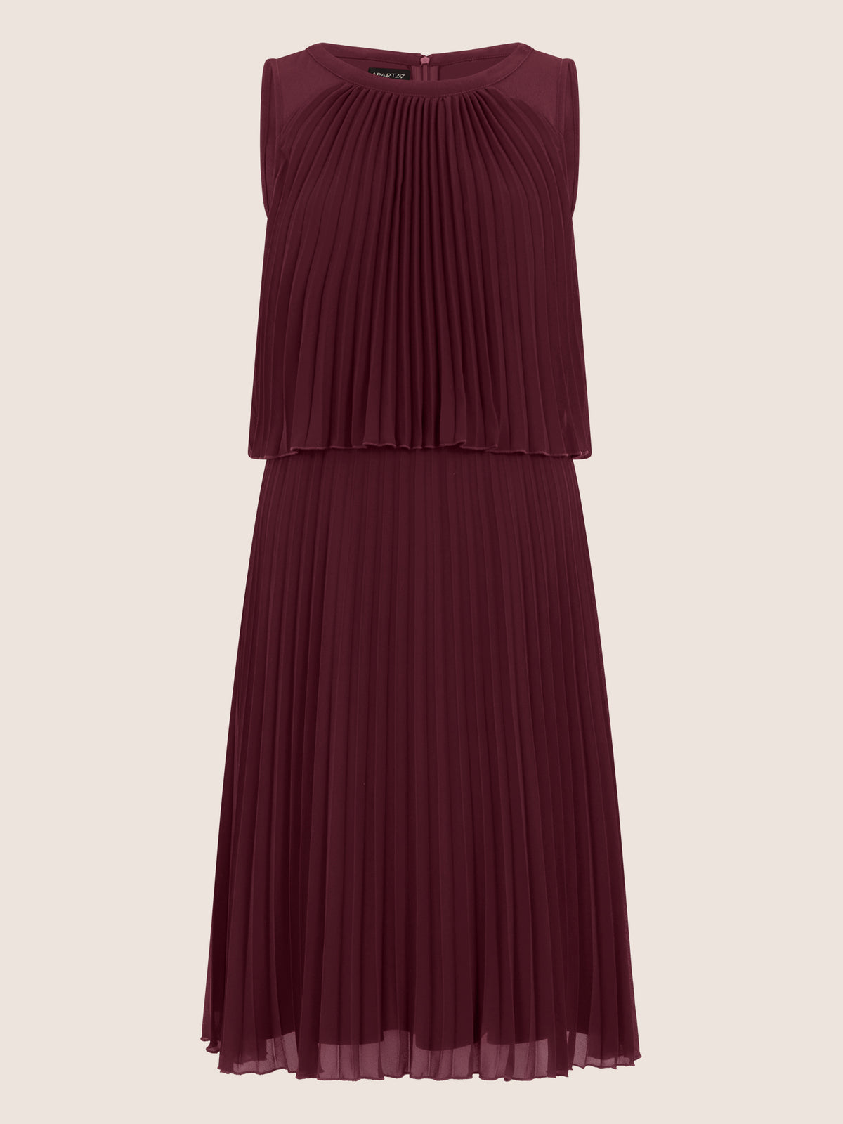 APART Plissiertes Chiffonkleid mit doppellagigem Oberteil | weinrot