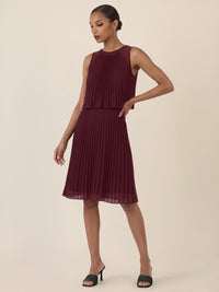 APART Plissiertes Chiffonkleid mit doppellagigem Oberteil | weinrot