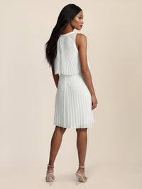 APART Plissiertes Chiffonkleid mit doppellagigem Oberteil | creme