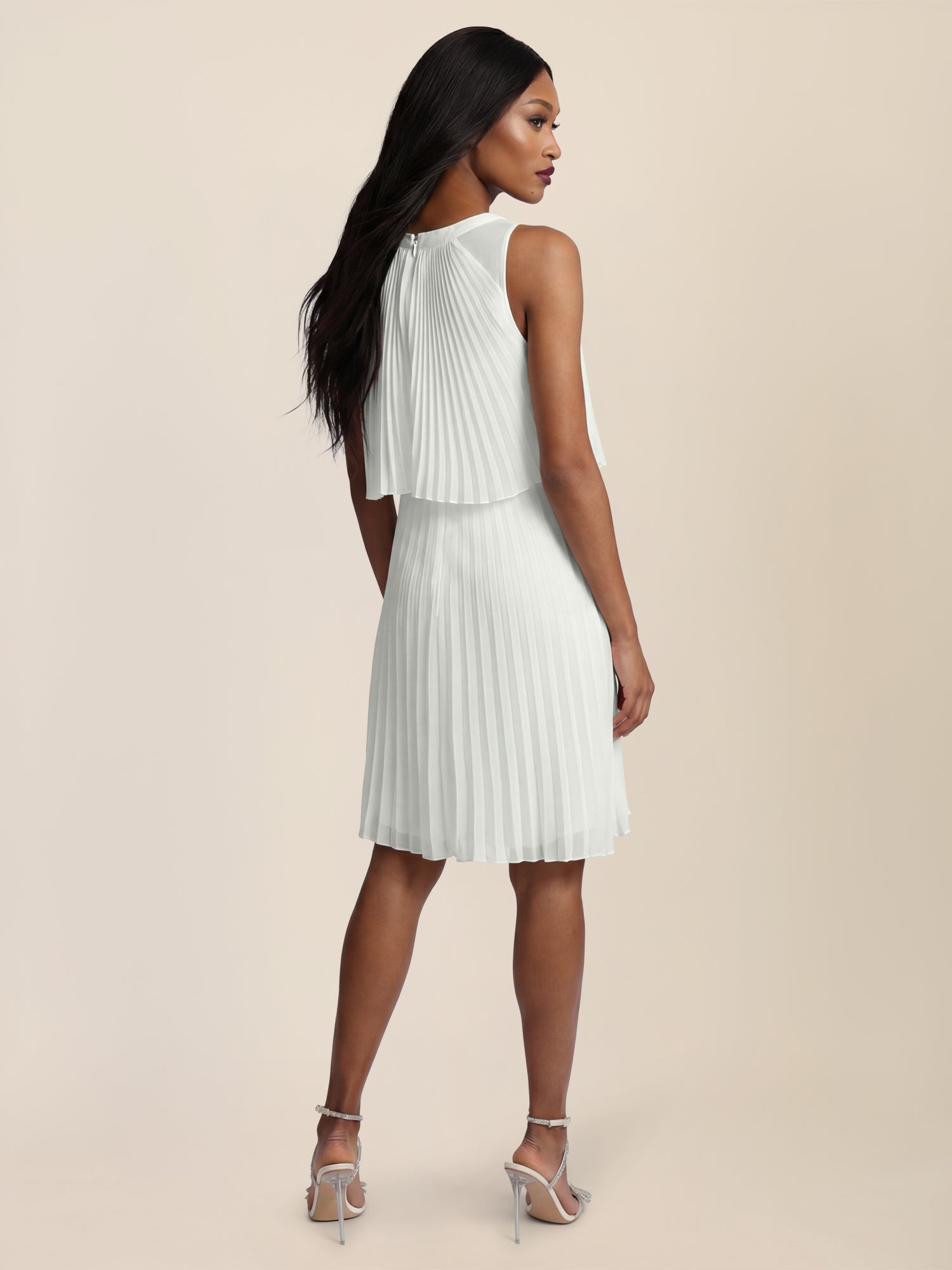 APART Plissiertes Chiffonkleid mit doppellagigem Oberteil | creme