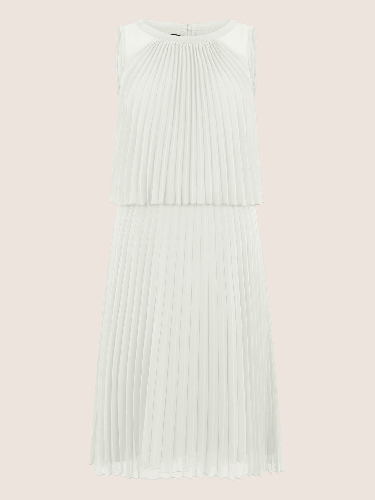 APART Plissiertes Chiffonkleid mit doppellagigem Oberteil | creme