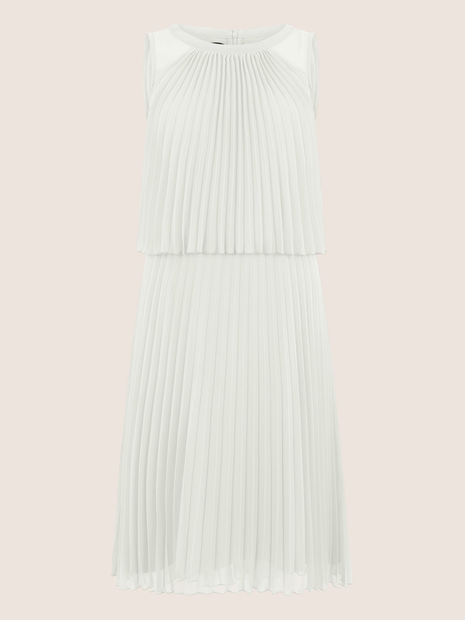 APART Plissiertes Chiffonkleid mit doppellagigem Oberteil | creme