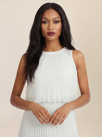 APART Plissiertes Chiffonkleid mit doppellagigem Oberteil | creme