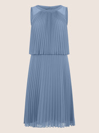APART Plissiertes Chiffonkleid mit doppellagigem Oberteil | rauchblau