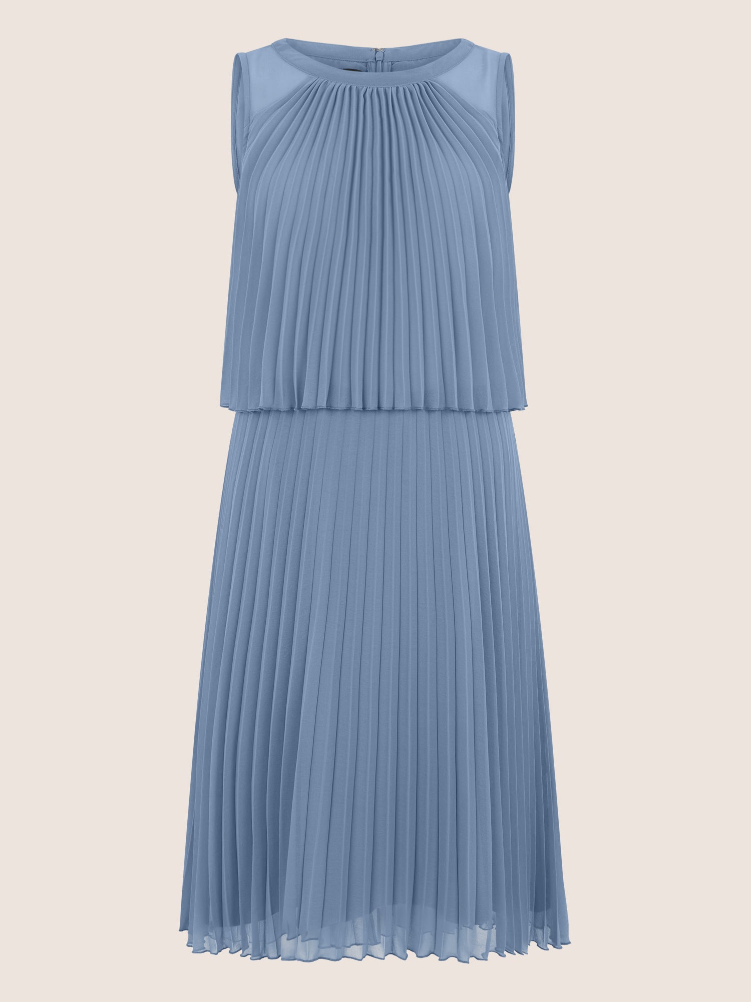 APART Plissiertes Chiffonkleid mit doppellagigem Oberteil | rauchblau