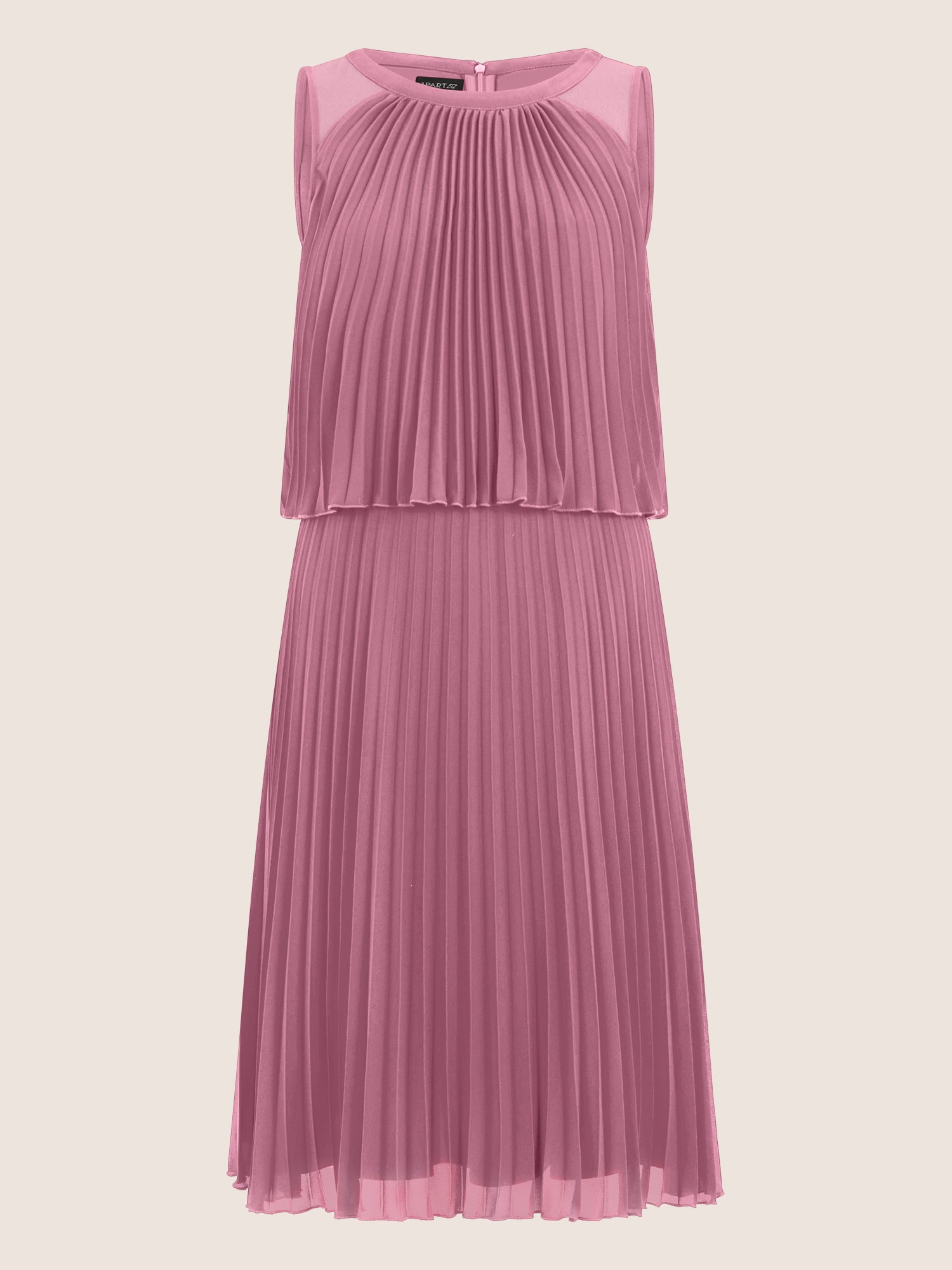APART Plissiertes Chiffonkleid mit doppellagigem Oberteil | rosé