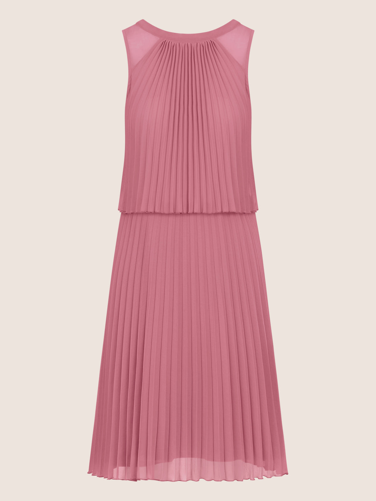 APART Plissiertes Chiffonkleid mit doppellagigem Oberteil | rosé