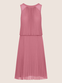 APART Plissiertes Chiffonkleid mit doppellagigem Oberteil | rosé