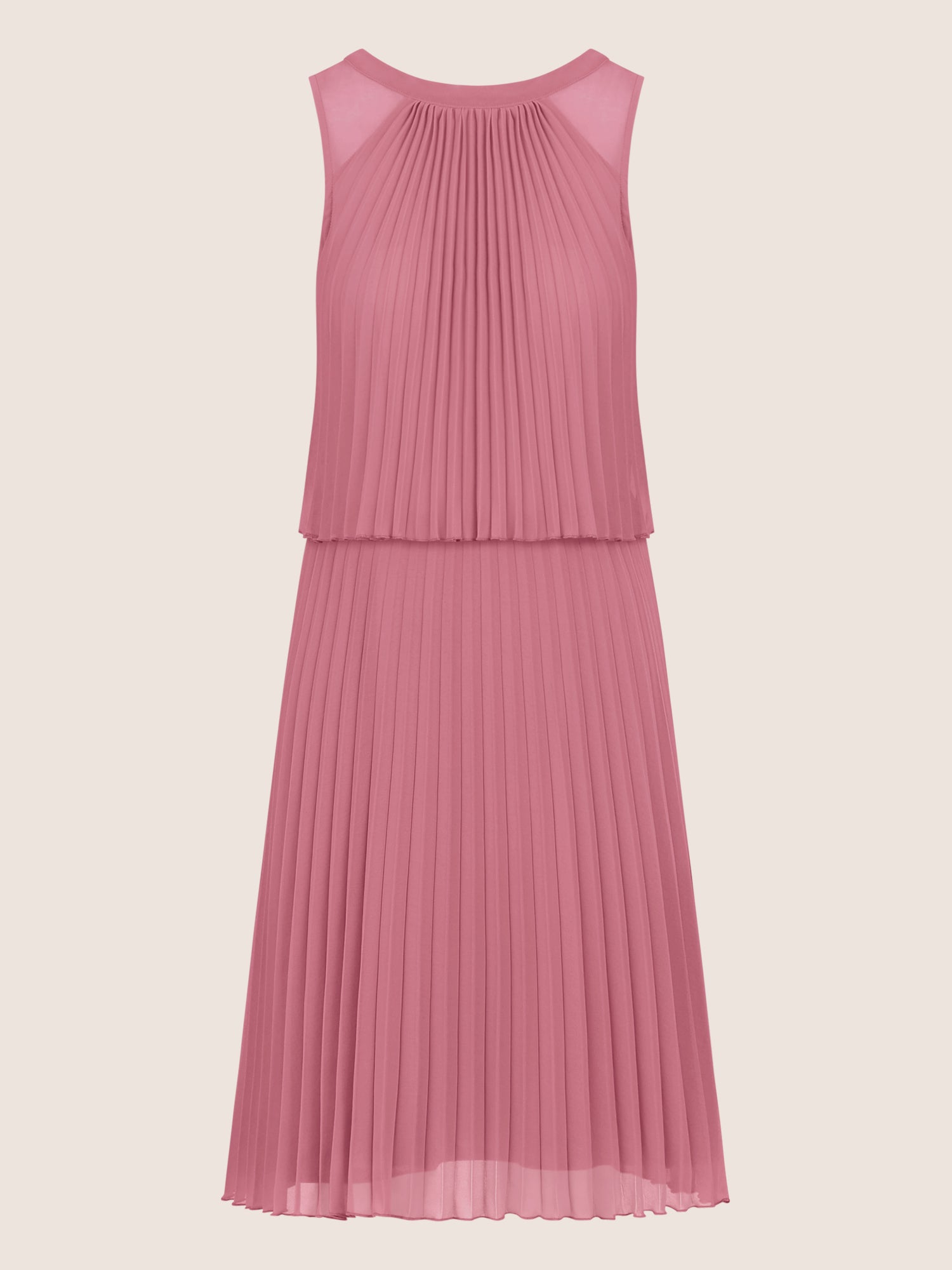 APART Plissiertes Chiffonkleid mit doppellagigem Oberteil | rosé
