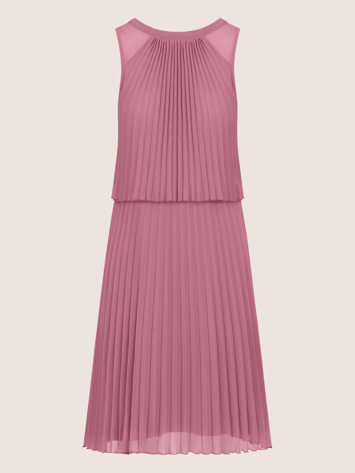 APART Plissiertes Chiffonkleid mit doppellagigem Oberteil | rosé