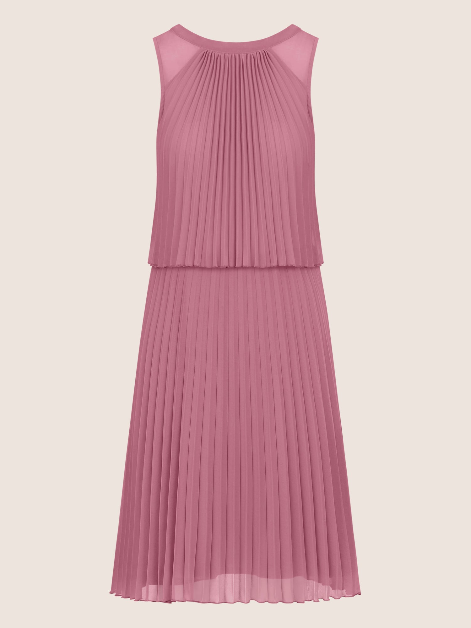 APART Plissiertes Chiffonkleid mit doppellagigem Oberteil | rosé