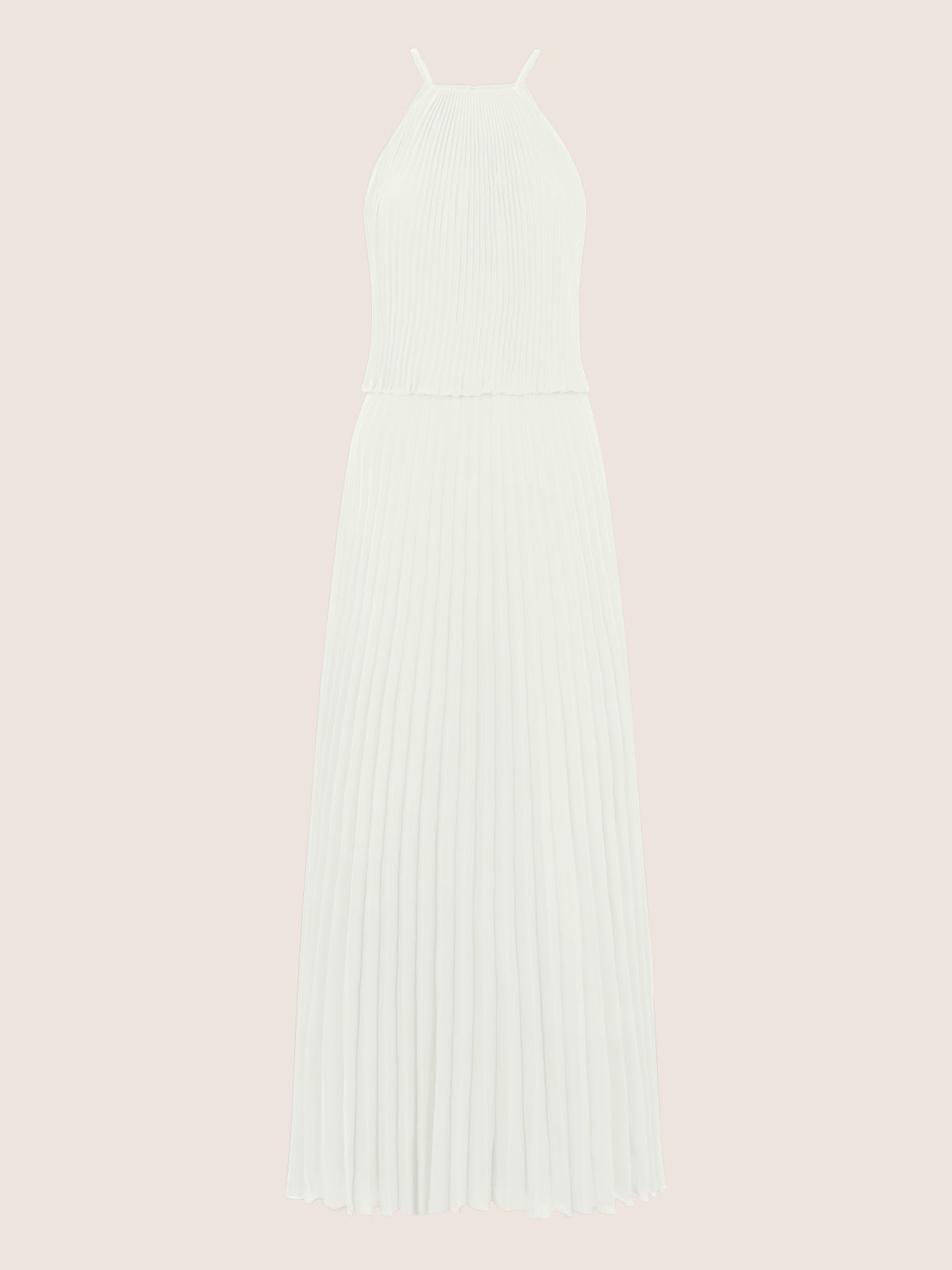 APART Plissiertes Chiffonkleid mit Neckholder | creme