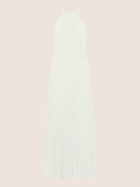 APART Plissiertes Chiffonkleid mit Neckholder | creme