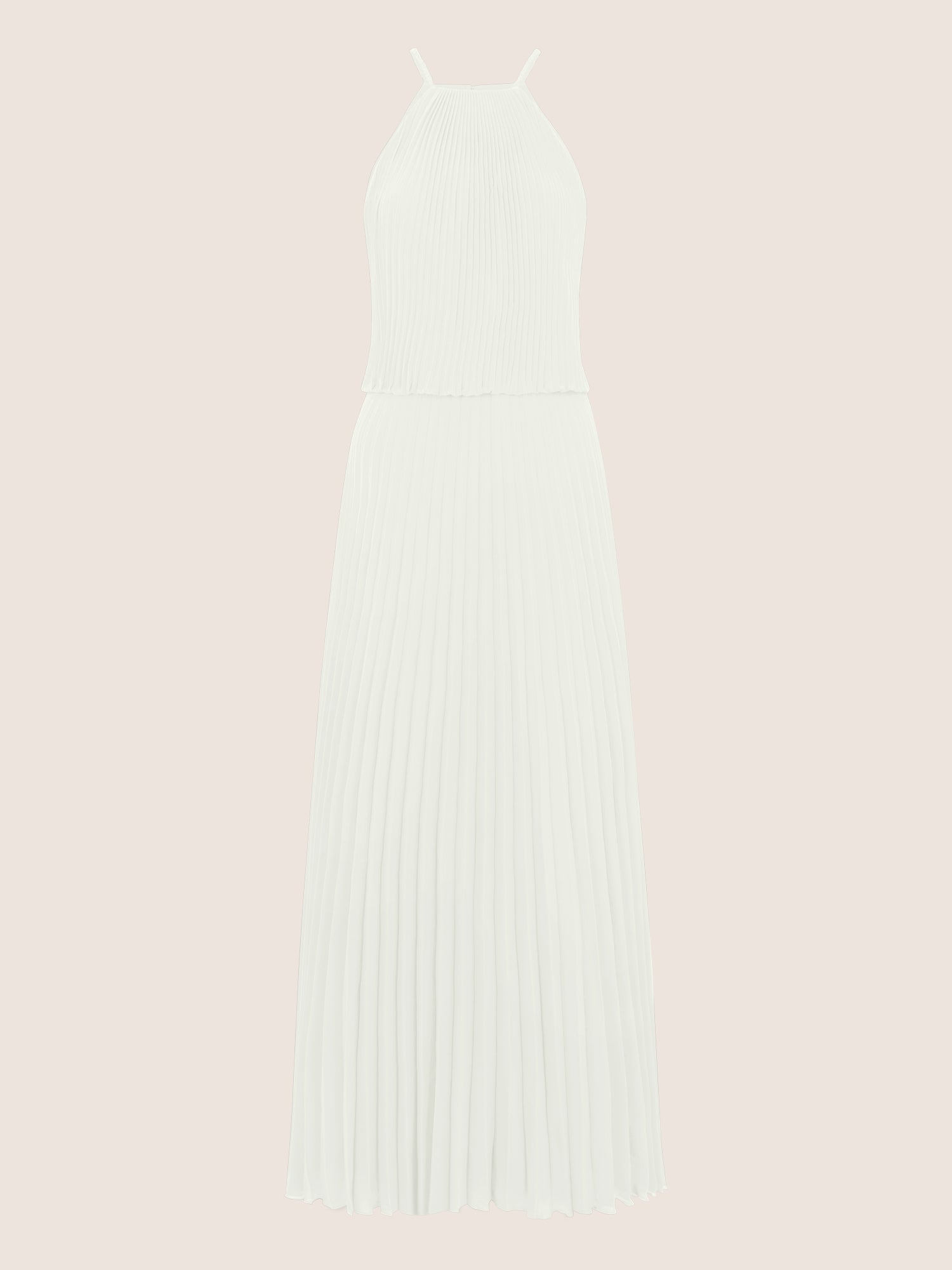 APART Plissiertes Chiffonkleid mit Neckholder | creme