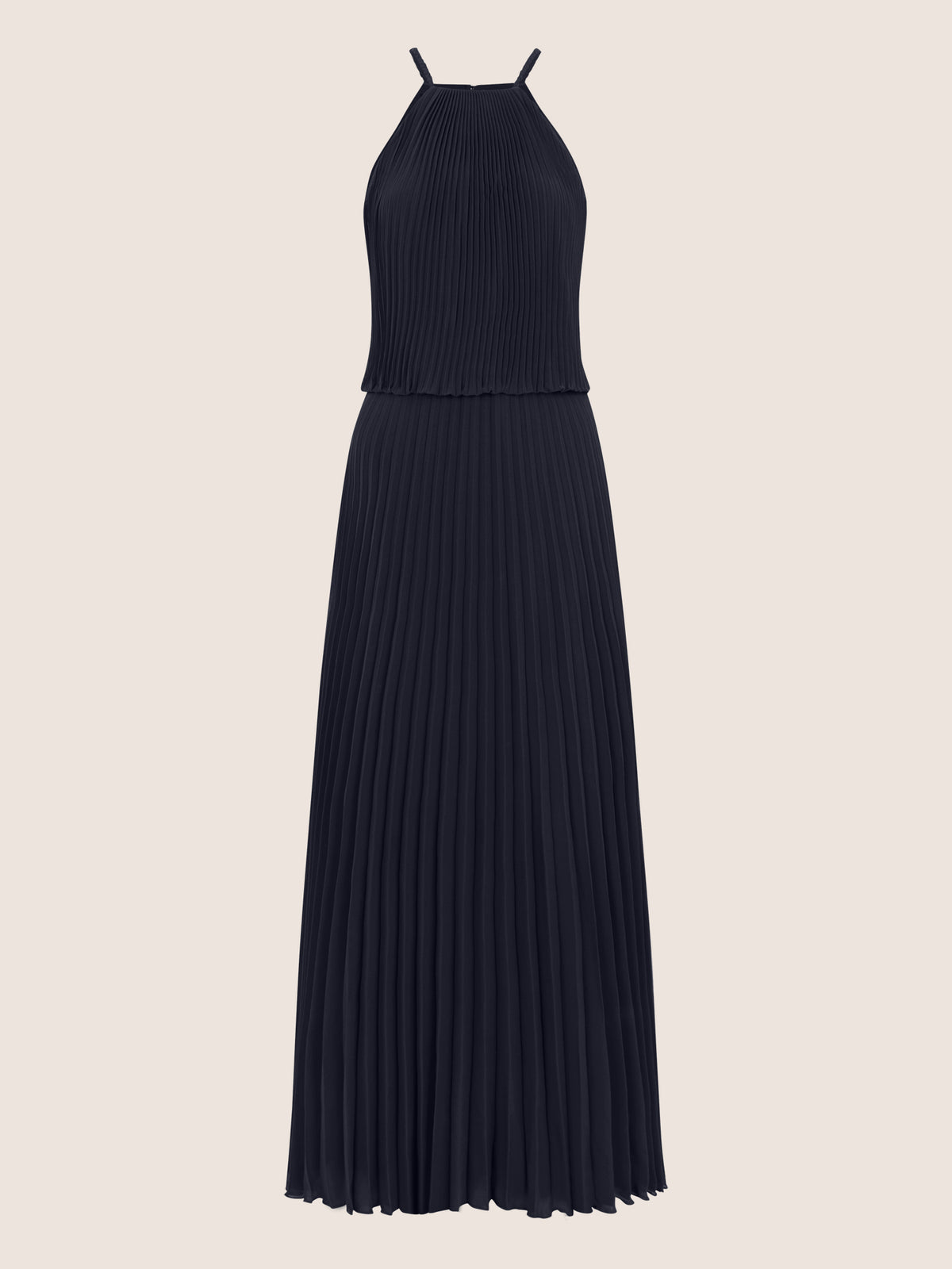 APART Plissiertes Chiffonkleid mit Neckholder | nachtblau