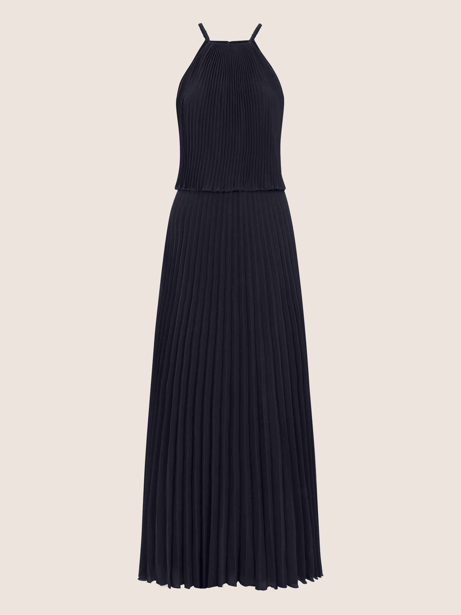 APART Plissiertes Chiffonkleid mit Neckholder | nachtblau