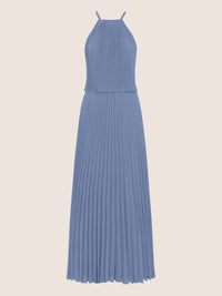 APART Plissiertes Chiffonkleid mit Neckholder | rauchblau