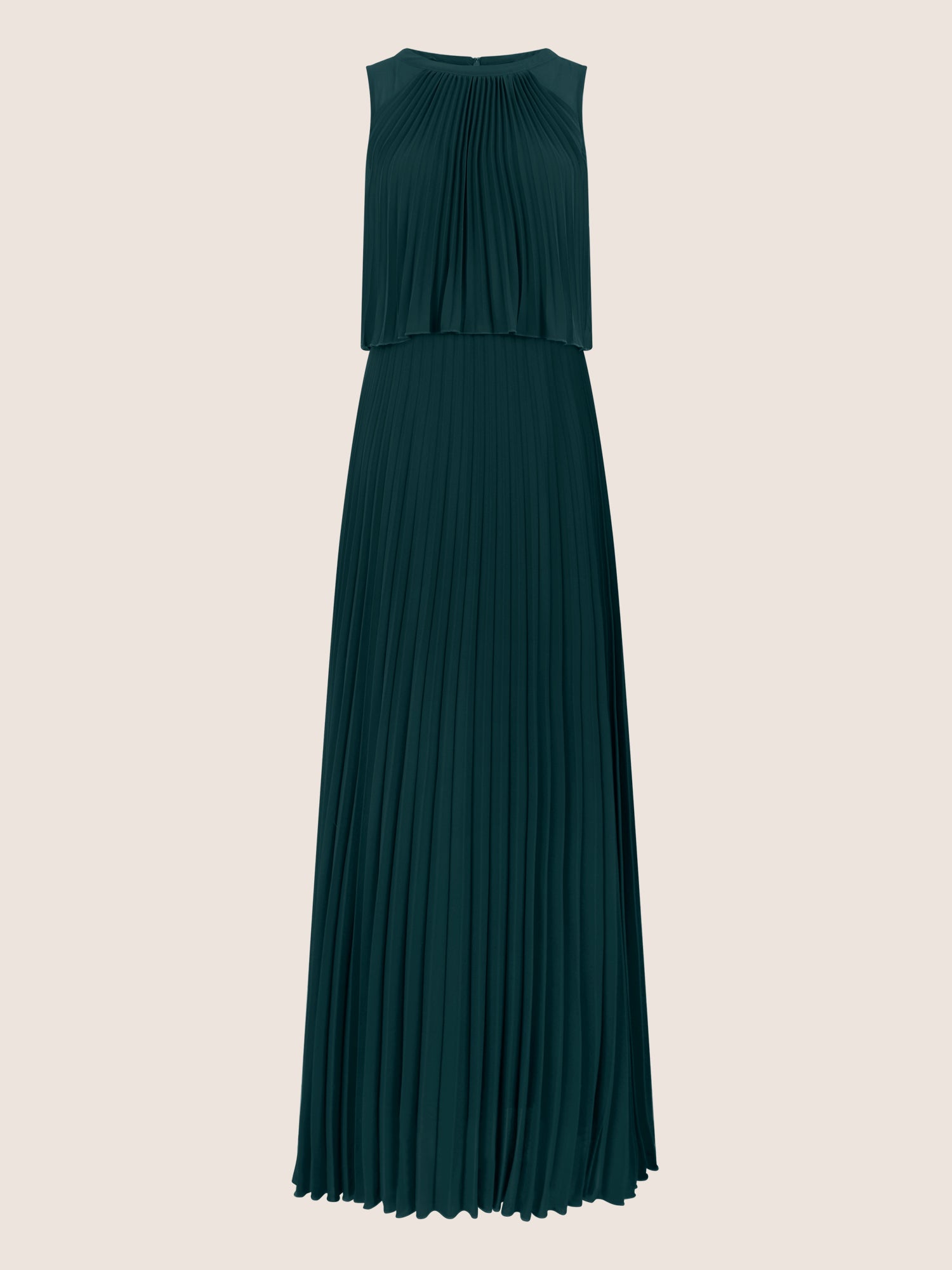 APART Plissiertes Maxikleid mit Doppellagen-Effekt | emerald
