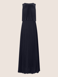APART Plissiertes Maxikleid mit Doppellagen-Effekt | nachtblau